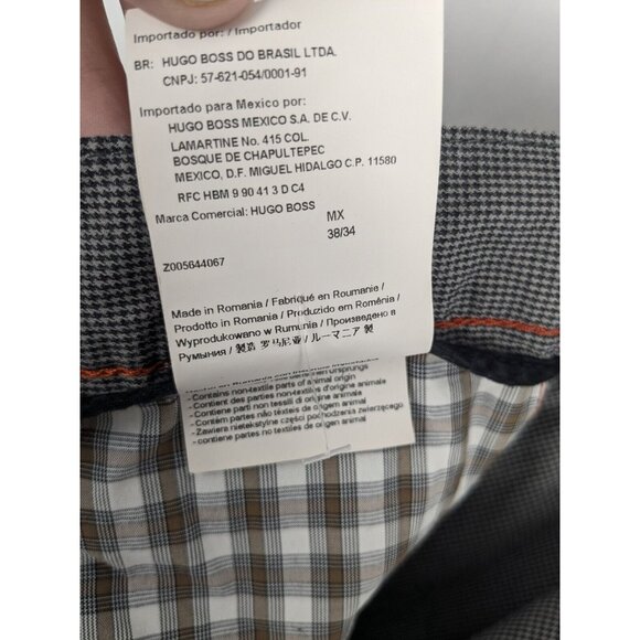 Hugo Boss Chino Pants Mens 38x34 (38x31 Actual) Gray Houndstooth Regular Fit - Picture 11 of 11